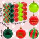 2 x 40PCS 2.36" Christmas Balls Ornaments, Plastic Christmas Tree Ornaments, Holiday Baubles, Hanging Decorations for Xmas Trees Holiday Party, Red Green Baubles