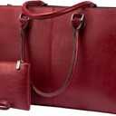 LOVEVOOK Laptop Tote Bag for Women, 15.6 Inch Large Capacity Vintage Leather Work Computer Bag, Business Casual Shoulder Handbag, Dark Red