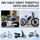 Electric Bike Throttle, 48V Half-Twist Throttle Grip Lock Key Set LED Display Throttle for Motorcycle Scooter