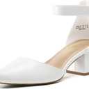 DREAM PAIRS ANNEE Pointed Toe Low Chunky Heels Pump Shoes, 8