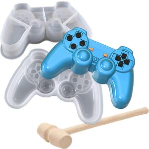 3D Game Controller Chocolate Silicone Molds, Non-Stick Large Breakable Chocolate Molds with 1 Pcs Wooden Mallet for DIY Party Decoration Smash Game Controllers, Cake Baking, Birthday, Candy Molds