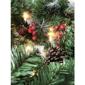 Pre-Lit Artificial Christmas Garland, Green, White Lights 50, Decorated with Pine Cones, Berry Clusters, Plug in, Christmas Decorations, 9 Feet