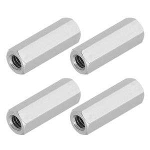 PATIKIL 1/4"-20 UNC 304 Stainless Steel Hex Coupling Nuts, 4Pcs 1.2" Length Fully Threaded Rod Coupling Nut Studding Connector Fasteners, Silver Tone