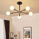 RUIYEY Modern Sputnik Light Fixture,Semi Flush Mount Ceiling Light Black and Gold Mid Century Chandeliers for Bedroom,Dining Room,Kitchen Island,Living Room,Bedroom,Farmhouse