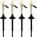 4Pcs Solar Taper Candles with Holders, Waterproof LED Candles Light Rechargeable Tapered Candlesticks with Dusk to Dawn Light Sensor for Outdoor Garden Patio Decor