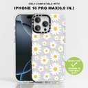 for iPhone 16 pro max case TPU+PC Premium Painted Anti-Drop Phone Case Superior Shock Absorption Military-Grade Drop Protection White Daisy Flower Phone case