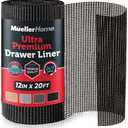 Ultra-Premium Drawer and Shelf Liner, 17.5 Inch x 20 FT Heavy-Duty and Slip-resistant Liner, Durable Non Adhesive Waterproof Roll, for Drawers, Kitchen, Cabinets, Shelves, Desks, Black