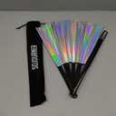 SoJourner Bags Rave Fan - Large Folding Fan - Clack Fan Hand Fan for Raves, Halloween, Burlesque, Rainbow Outfits for Women & Festival Accessories