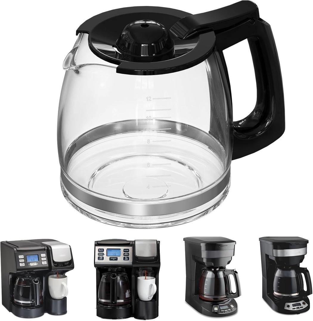 12-Cup Replacement Coffee Carafe Compatible with Hamilton Beach Coffee maker Pot 49902, 49915, 49905C, CM4309, 49317, 49467, 49611, 49904, 49934, 46230, 46290, 46293, 46294, 46299