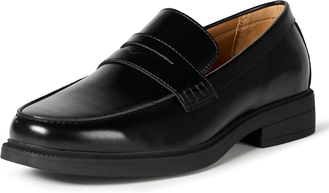 Amazon Essentials Men's Classic Penny Loafers Dress Shoes (12, Black Faux Leather)