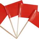 5 x QQSD Solid Red Toothpick Flag DIY Blank Flag Small Mini Plain Red Cupcake Topper Flags, 100 pcs