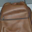 MASINTOR 15.6 inch PU Leather Laptop Backpack Purse for Women, Large College Casual Backpack Travel Bag Mocha Brown