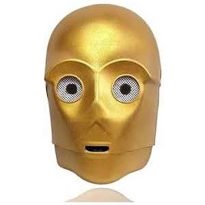 SW C3PO Movie Cosplay Latex Mask Halloween Accessories Props Adult Half Face Mask