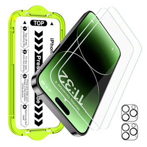 Esanik [2+2 Pack for iPhone 14 Pro Max Tempered Glass Screen Protector & Camera Lens Cover - Military-Grade 9H Hardness, HD Clear, Anti-Scratch, Flawless Fit Tray