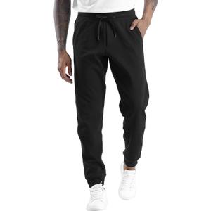 THE GYM PEOPLE Mens' Fleece Joggers Pants with Deep Pockets in Loose-fit Style (Medium, Fleece Lined Black)
