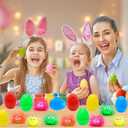 8 Pack Jumbo 4" Easter Eggs Filled with LED Puffer Balls, Light Up Squeeze Spiky Toys for Kids Stress Relief, Glow in The Dark for Easter Hunt Basket Stuffers Party Favors