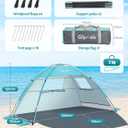 Glymnis Beach Tent Sun Shelter for 3 Person with UPF 50+ UV Protection, Lightweight & Easy Setup Beach Shade Canopy with Vent Windows & Zippered Door - Blue