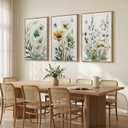 Large Framed Floral Botanical Wall Art for Living Room, 3 Piece 24x36 In, 24" W x 36" H x 3Pcs