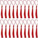 Tupalizy Mini Silky Handmade Soft Flossy Bookmark Tassels with Cord Loop for Keychain Earring Jewelry Making, Souvenir, Graduation, Clothing Sewing, Gift Tag DIY Craft Projects, 20PCS (Red)