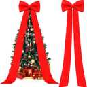 118x28 Inch Extra Large Christmas Tree Topper Bow Christmas Giant Satin Bow Decoration with Long Streamers Huge Oversized Topper Decor for Xmas Tree Holiday Party Door Wall(Red, Satin)