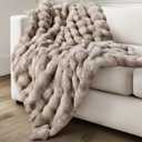 blunique Ultra Soft Cozy Faux Fur Throw Blanket, Fuzzy Plush Thick Bubble Blanket, Oversize Luxury Fluffy Blanket for Couch, Sofa, Bedroom, and Living Room,50x60 Inches, Tie-Dye Light Taupe