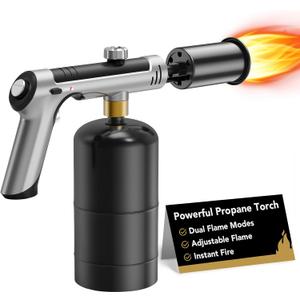 Powerful Propane Torch Gun, Sous Vide, Adjustable Kitchen Cooking Torch with One-Touch Max Fire, Culinary Torch for Searing Steak, BBQ and Campfire Starter(Tank Not Included)