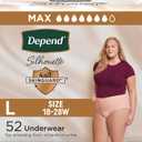 Depend Silhouette Adult Incontinence & Postpartum Bladder Leak Underwear for Women, Maximum Absorbency, Large, Pink, 52 Count (2 Packs of 26), Packaging May Vary