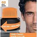 L’Oreal Paris Men Expert One Twist Mess Free Permanent Hair Color, Mens Hair Dye to Cover Grays, Easy Mix Ammonia Free Application, Real Black 02, 1 Application Kit 2 Pack