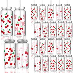 Willinglong 24 Pcs Coquette Bow Aesthetic Cup Pink Bow Plastic Tumbler with Lids and Straws Reusable Cute Plastic Cups for Women Birthday Bridal Shower Wedding Party Supplies (Cherry,13.5oz)