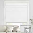 UNISHADES no Drill Cordless Roman Shades for Windows, 38" W × 64" H - 100% Blackout - Linen - Mist White