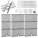 Uniflasy Grill Parts for Charbroil Performance 5 Burner 463448021 463449021 463451022 Cast Iron Grill Grates Stainless Steel Burners, Heat Plates, Igniter & Crossover Tubes