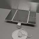 deweisn Floor Mount Tri-Fold Lighted Vanity Mirror with 21 LED Lights, Touch Screen and 3X/2X/1X Magnification, Two Power Supply Modes Make Up Mirror,Travel Mirror (White)