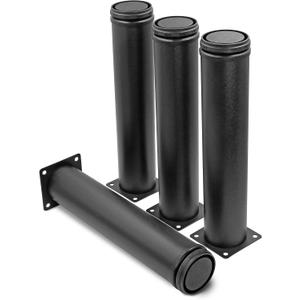 10 Inch Metal Furniture Legs Stainless Steel Adjustable Legs Black Metal Legs Round Cabinet Legs for Coffee Table Cabinet Desk Sofa Shelves, Pack of 4