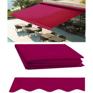 13' x 10' Retractable Awning Fabric Replacement, Outdoor Patio Sunshade Canopy Cloth, Water Resistant UV Blocking Awning Cover, Red