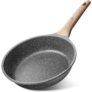 Caannasweis Nonstick Granite Frying Pan Skillet, Non Stick Omelette Fry Pans, Omelet Egg Pan, Stone Cookware Chef's Pan, Induction Compatible, PFOA Free (Gray, 9.5 Inch)