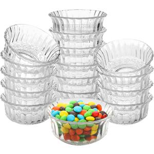 Frcctre 16 Pack 4 Inch Glass Bowls, 8.5 Oz Small Glass Prep Bowls Dessert Candy Bowl Serving Bowl for Kitchen Prep, Dessert, Dips, Candy, Nuts, Snack - Dishwasher Safe
