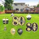 Happy 80th Birthday Decorations for Men Outdoor 80th Birthday Yard Signs with Stakes Black and Gold 80 Birthday Lawn Decor for Women Set of 8