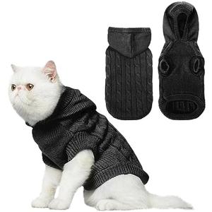 PUPTECK Winter Dog Cat Sweater Coat - Soft Cold Weather Clothes Knitwear for Kitties & Small Dogs Indoor Outdoor Walking Warm, Knitted Classic for Doggies Kitties Girls Boys, Black S