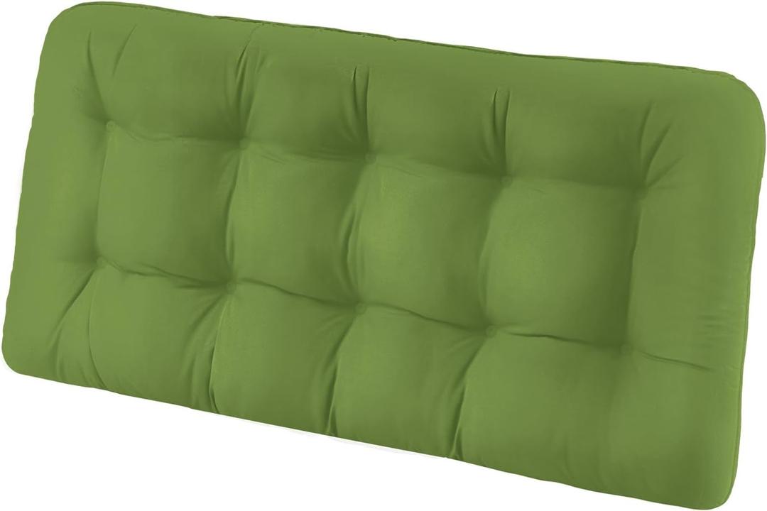 Tufted Bench Cushions for Outdoor Furniture, 44" x 19" Porch Swing Cushions Filled with Foam, Overstuffed Patio Cushions for Bench Loveseat with 2-3 Seats,Thick and Water Resistant, Grass Green