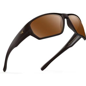 KastKing Merced Floating Polarized Sports Sunglasses, With PuriVex Protective Lens Coating, Lightweight TPX Frame, Men Women, C: Matte Dark Brown Frame, Brown