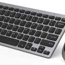 Compact Wireless Keyboard Mouse, 2.4GHz Ultra Thin Small Wireless Keyboard Mouse Combo for Desktop, Laptop (Black and Gray)