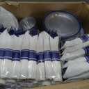 700PCS Clear Blue Disposable Plastic Dinnerware Set for 100 Guests, 200 Plastic Plates, 100 Cups, 100 Pre-Rolled Napkins with Cutlery for Party, Birthday, Christmas, Wedding, Thanksgiving, Halloween