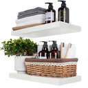 BGMG Wood Floating Shelves 16 inch Set of 2, Rustic Wooden Wall Mount Shelves for Bathroom Living Room Bedroom Kitchen Farmhouse 16x 6.7 x1.25 inch White