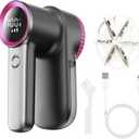 Rechargeable Fabric Shaver & Lint Remover, Electric Sweater Defuzzer with 3 Speeds, 6 Leaf Blades, LED Display & Type-C Fast Charging, Lint Shaver for Clothes, Furniture, Sweater, Couch