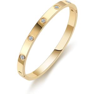 PDWZNBA 18K Gold-Plated Love Friendship Bracelets Trendy Stainless Steel Bangle Jewelry Gifts for Women