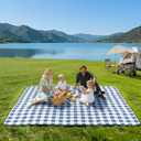TigeJoy Extra Large Picnic Blanket Waterproof Foldable 80''x100'', Outdoor Picnic Mat Beach Blanket Sandproof for Park, Grass, Travel, Hiking, Camping Essentials, Gingham Picnic Blanket