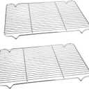 P&P CHEF Cooling Baking Rack Pack of 2, 16.6" x 11.5", Stainless Steel Cooling Racks for Cooking Baking Roasting Grilling Drying, Dense Wires & Smooth Edge, Easy to Clean, Silver