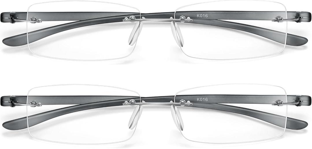Bhigh 2 Pack Reading Glasses Blue Light Reading Glasses men's reading glasses for women Frameless Computer Reading Glasses