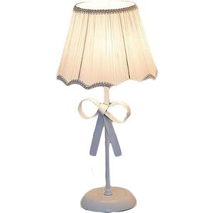 LTTKLMP Nordic White Pink Table Lamp for Girl's Bedroom Single Cute Bow Table Lamp with Fabric Shade Modern Decorative Bedside Light Coastal Bedside Table Kids Bedroom Reading Desk Lighting