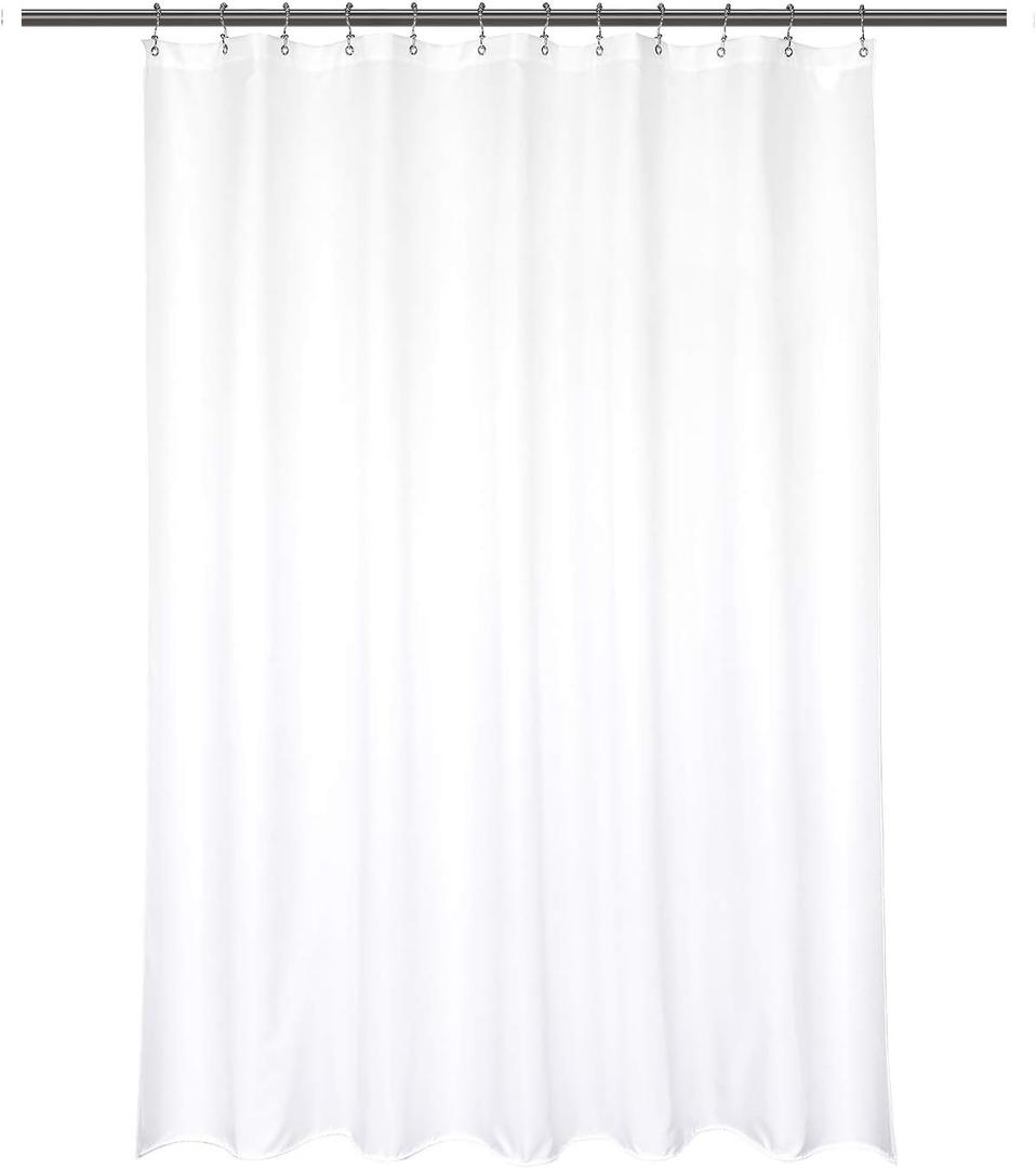 Barossa Design Waterproof Fabric Short Shower Curtain Liner Microfiber 72" W x 66" H - Hotel Quality, Machine Washable, White Shower Liner for Bath Tub, 72x66